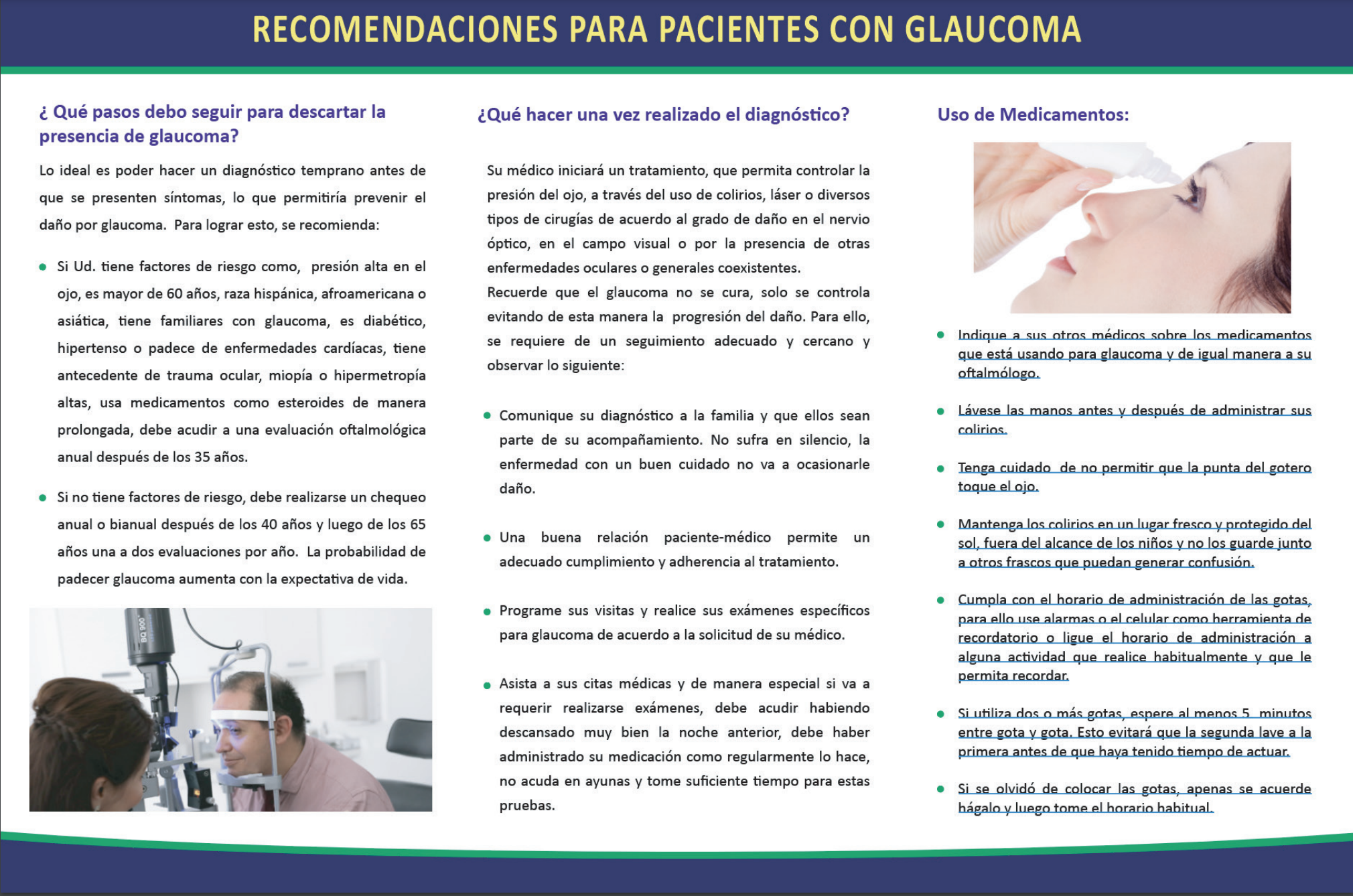 El Instituto de OFtlmología y Glaucoma Vásquez presenta estas recomendaciones para pacientes con Glaucoma